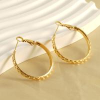 Titanium Steel  Earring, 18K gold plated, fashion jewelry & for woman, golden, 30mm, Sold By Pair