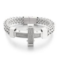Stainless Steel Jewelry Bracelet 316L Stainless Steel Cross Vacuum Ion Plating punk style & for man Sold By PC