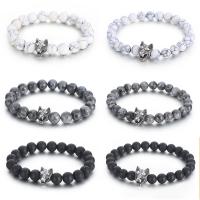 Gemstone Bracelets Natural Stone with 316L Stainless Steel Wolf vintage & for man Length Approx 20 cm Sold By PC