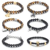 Gemstone Bracelets Natural Stone with 316L Stainless Steel plated vintage & for man 8mm Length Approx 20 cm Sold By PC