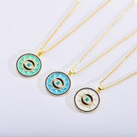Evil Eye Jewelry Necklace Brass gold color plated oval chain & micro pave cubic zirconia & for woman & enamel nickel lead & cadmium free Length Approx 17.7 Inch Sold By PC