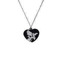 Stainless Steel Jewelry Necklace, 304 Stainless Steel, with 2inch extender chain, Heart, with flower pattern & for woman, Length:Approx 16.5 Inch, Sold By PC