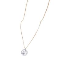 Tibetan Style Jewelry Necklace, with Glass, Flat Round, silver color plated, oval chain & with letter pattern & for woman, 28mm, Length:Approx 23.6 Inch, Sold By PC