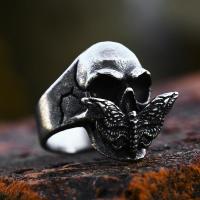 Titan Stål Finger Ring, Skull, polerad, Vintage & olika storlek för val & för människan, Storlek:7-13, Säljs av PC