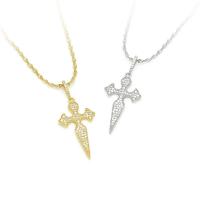 Cubic Zircon Micro Pave Brass Necklace Cross plated fashion jewelry & micro pave cubic zirconia & for woman nickel lead & cadmium free 47mm Length Approx 18.11 Inch Sold By PC