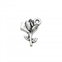Zinc Alloy Flower Pendants Rose antique silver color plated vintage & DIY nickel lead & cadmium free Approx Sold By Bag