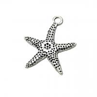 Tibetan Style Star Pendant, Starfish, antique silver color plated, vintage & DIY, nickel, lead & cadmium free, 32x26mm, Approx 100PCs/Bag, Sold By Bag