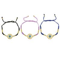 Evil Eye Jewelry Bracelet Brass gold color plated fashion jewelry & for woman & enamel nickel lead & cadmium free 25*18*4mm 4mm Length Approx 10 Inch Sold By PC