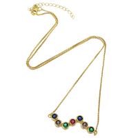 Brass Necklace, gold color plated, fashion jewelry & micro pave cubic zirconia & for woman, nickel, lead & cadmium free, 38*14*4mm,1mm, Length:Approx 21 Inch, Sold By PC