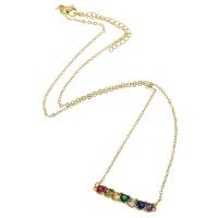 Brass Necklace, gold color plated, fashion jewelry & micro pave cubic zirconia & for woman, nickel, lead & cadmium free, 32*5*5mm,1.5mm, Length:Approx 21 Inch, Sold By PC