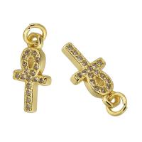 Cubic Zirconia Micro Pave Brass Pendant gold color plated fashion jewelry & DIY & micro pave cubic zirconia nickel lead & cadmium free 7*13*2mm Approx 2mm Sold By PC