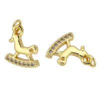 Cubic Zirconia Micro Pave Brass Pendant rocking horse gold color plated fashion jewelry & DIY & micro pave cubic zirconia nickel lead & cadmium free 10*12*2mm Approx 2mm Sold By PC