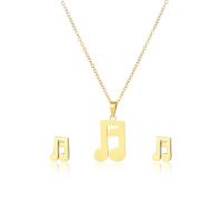 Fashion Stainless Steel Jewelry Sets Stud Earring & necklace 304 Stainless Steel Music Note 2 pieces & fashion jewelry & for woman golden Length Approx 17.72 Inch Sold By Set