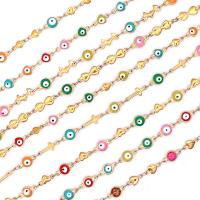Stainless Steel Jewelry Chain, 304 Stainless Steel, plated, DIY & different styles for choice & enamel, golden, Sold By m