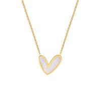 Stainless Steel Jewelry Necklace 304 Stainless Steel with Shell with 1.97inch extender chain Heart Vacuum Ion Plating fashion jewelry & for woman golden Length Approx 16.54 Inch Sold By PC
