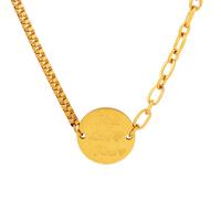 Titanstahl Halskette, mit Verlängerungskettchen von 1.97inch, plattiert, Modeschmuck & für Frau, goldfarben, 2mm,15mm, Länge:ca. 15.75 ZollInch, verkauft von PC