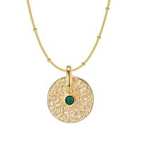 Zinc Alloy Jewelry Necklace with Natural Stone with 2.56inch extender chain gold color plated fashion jewelry & for woman golden nickel lead & cadmium free 21mm Sold Per Approx 18.9 Inch Strand