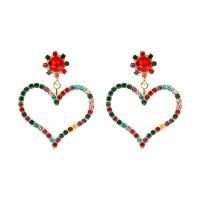 Tibetan Style Drop Earrings, Heart, fashion jewelry & for woman & with rhinestone, more colors for choice, nickel, lead & cadmium free, 40x50mm, Sold By Pair