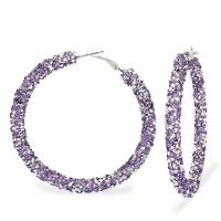 Zinc Alloy Oorbellen, mode sieraden & voor vrouw & met strass, meer kleuren voor de keuze, nikkel, lood en cadmium vrij, 65x65mm, Verkocht door pair