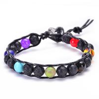 Gemstone Bracelets, with PU Leather, fashion jewelry & different materials for choice & Unisex, 8mm, Length:Approx 9.25 Inch, Sold By PC