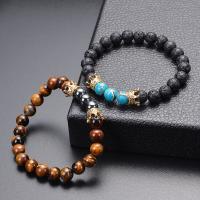 Gemstone Bracelets with Brass & Unisex & micro pave cubic zirconia 8mm Length Approx 6.7-8.2 Inch Sold By PC