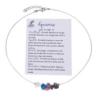 Gemstone Bracelets Brass with Gemstone with 4cm extender chain 12 Signs of the Zodiac platinum color plated for woman Length 44 cm Sold By PC