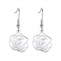 Stainless Steel Drop Earring 304 Stainless Steel Flower Vacuum Ion Plating for woman & hollow Sold By Pair