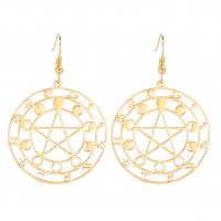 Stainless Steel Drop Earring 304 Stainless Steel Star Vacuum Ion Plating for woman & hollow Sold By Pair