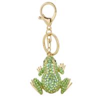 Tibetan Style Key Clasp, Frog, plated, hanging & with rhinestone, more colors for choice, nickel, lead & cadmium free, 50x55mm, Sold By PC