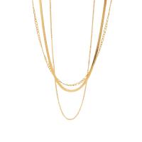 Multi Layer Necklace, 304 Stainless Steel, with 5cm extender chain, Vacuum Ion Plating, three layers & for woman, golden, 42.38.47.5cm, Length:42.38.47.5 cm, Sold By PC