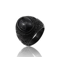 304 Edelstahl Fingerring, mit Edelstein, Vintage & verschiedenen Materialien für die Wahl & verschiedene Größen vorhanden & für den Menschen, schwarz, Größe:7-13, verkauft von PC