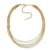 Brass Necklace, gold color plated, fashion jewelry & multilayer & for woman, golden, nickel, lead & cadmium free, Length:Approx 45 cm, Sold By PC
