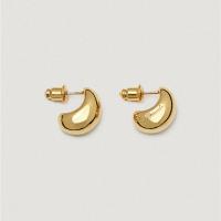 Brass Stud Earring Moon gold color plated fashion jewelry & for woman golden nickel lead & cadmium free 28mm Sold By Pair