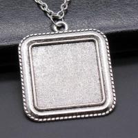 Zinc Alloy Pendant Cabochon Setting Square antique silver color plated vintage & DIY nickel lead & cadmium free 25mm Sold By PC