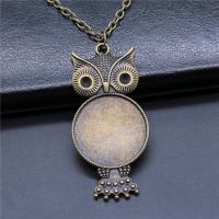 Tibetan Style Pendant Cabochon Setting, Owl, plated, vintage & different length for choice & DIY, more colors for choice, nickel, lead & cadmium free, 25mm, Sold By PC