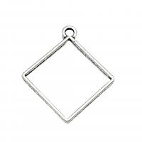 Tibetan Style Hollow Pendants, Rhombus, antique silver color plated, vintage & DIY, nickel, lead & cadmium free, 32x28mm, Approx 100PCs/Bag, Sold By Bag
