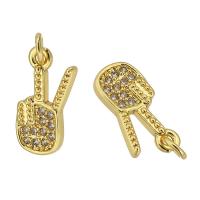 Cubic Zirconia Micro Pave Brass Pendant, gold color plated, fashion jewelry & DIY & micro pave cubic zirconia, nickel, lead & cadmium free, 7*14*2mm, Hole:Approx 2mm, Sold By PC