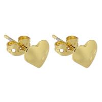 Brass Stud Earring, Heart, gold color plated, fashion jewelry & for woman, nickel, lead & cadmium free, 8*7*15mm, Sold By Pair