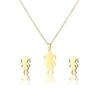 Fashion Stainless Steel Jewelry Sets, Stud Earring & necklace, 304 Stainless Steel, 2 pieces & fashion jewelry & for woman, golden, Length:Approx 17.72 Inch, Sold By Set