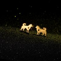Stainless Steel Stud Earrings 304 Stainless Steel Dog plated fashion jewelry & for woman Sold By Pair