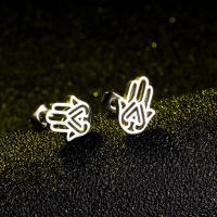 Stainless Steel Stud Earrings 304 Stainless Steel Hand fashion jewelry & for woman silver color Sold By Pair