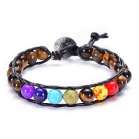 Gemstone Bracelets, PU Leather, with Gemstone, different materials for choice & Unisex, 8mm, Length:Approx 9.25 Inch, Sold By PC