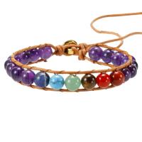 Gemstone Bracelets PU Leather with Gemstone Adjustable & for woman 8mm 10mm Sold Per Approx 8.66-11.02 Inch Strand
