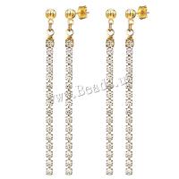 Fashion Fringe Earrings 304 Stainless Steel with Crystal plated fashion jewelry & for woman 60mm Sold By Pair
