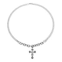 Titanstahl Halskette, Kreuz, poliert, unterschiedliche Länge der Wahl & unisex & mit Strass, verkauft von PC