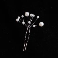 Hår Stick, Zink Alloy, med Plast Pearl, mode smycken & för kvinna, vit, nickel, bly och kadmium gratis, 100x50mm, Säljs av PC