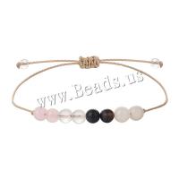 Gemstone Bracelets, Wax Cord, with Gemstone, adjustable & for woman, Length:Approx 15-30 cm, Sold By PC