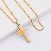 Stainless Steel Jewelry Necklace Titanium Steel Cross plated Unisex  Sold By PC