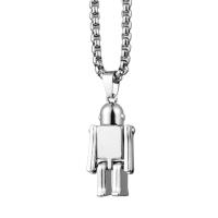 Tibetan Style Jewelry Necklace, Robot, Unisex, silver color, nickel, lead & cadmium free, 17x36mm, Length:70 cm, Sold By PC