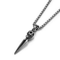 Stainless Steel Jewelry Necklace, Titanium Steel, Skull, Unisex & different styles for choice, silver color, 90x42mm, Length:70 cm, Sold By PC